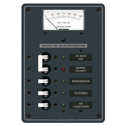 Traditional Metal Panel - AC Main + 3 Positions, AC Voltmeter